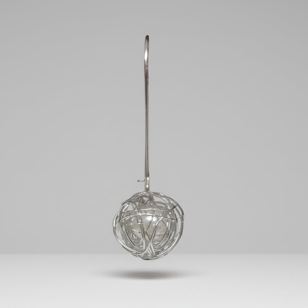 Modern Art Pearl Cage Drop Earrings