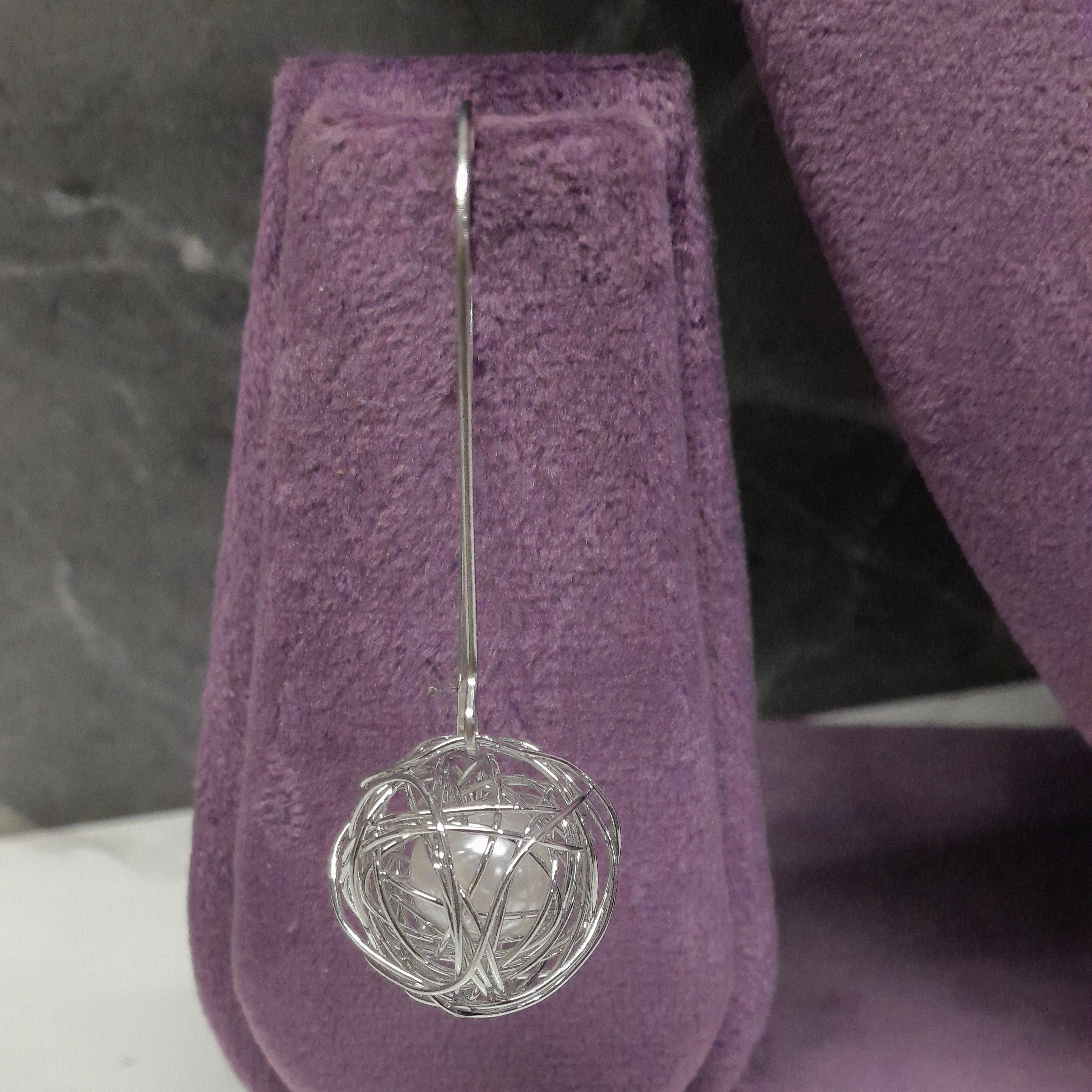 Modern Art Pearl Cage Drop Earrings