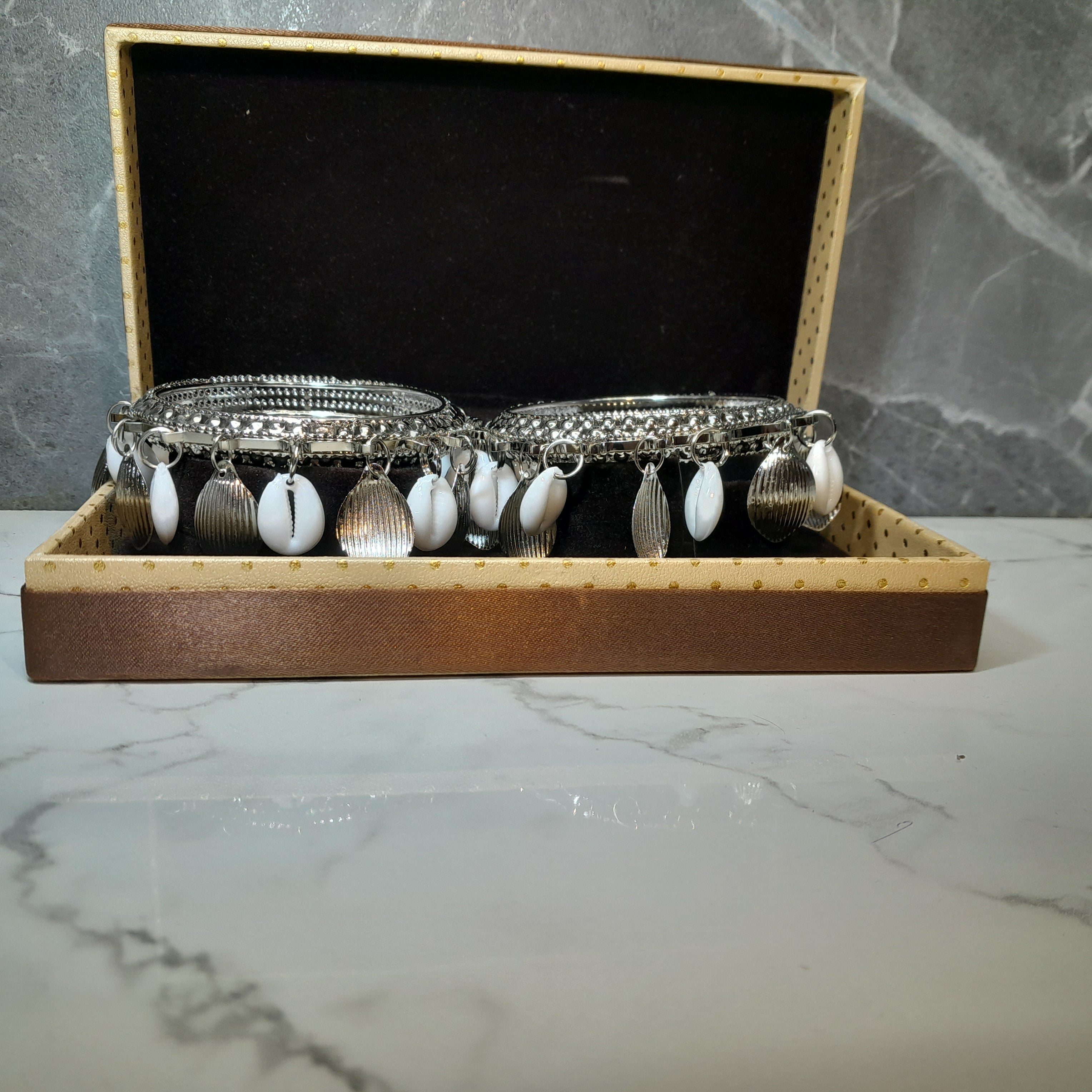 Zyra Bloom Boho Shell Charm Bangles