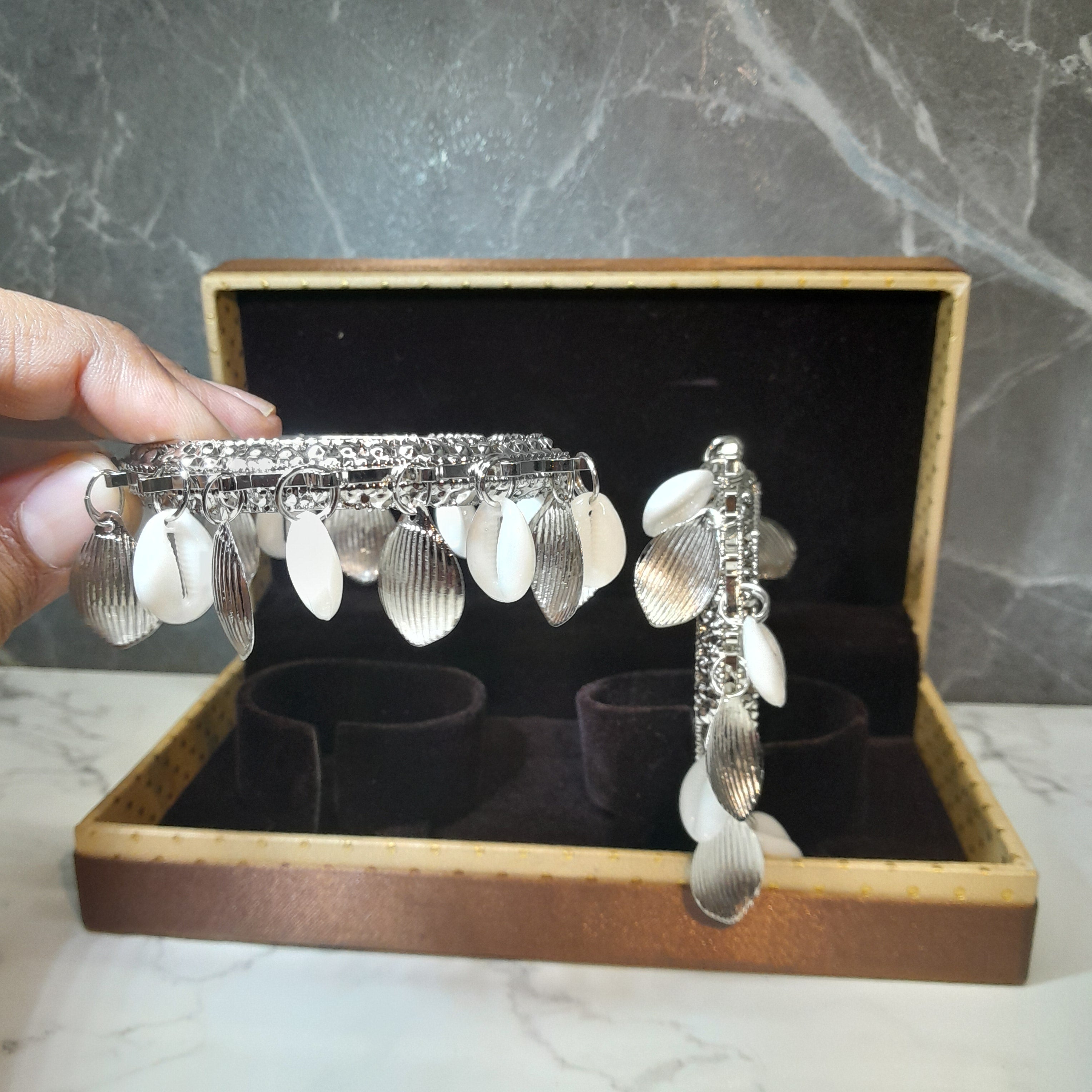 Zyra Bloom Boho Shell Charm Bangles