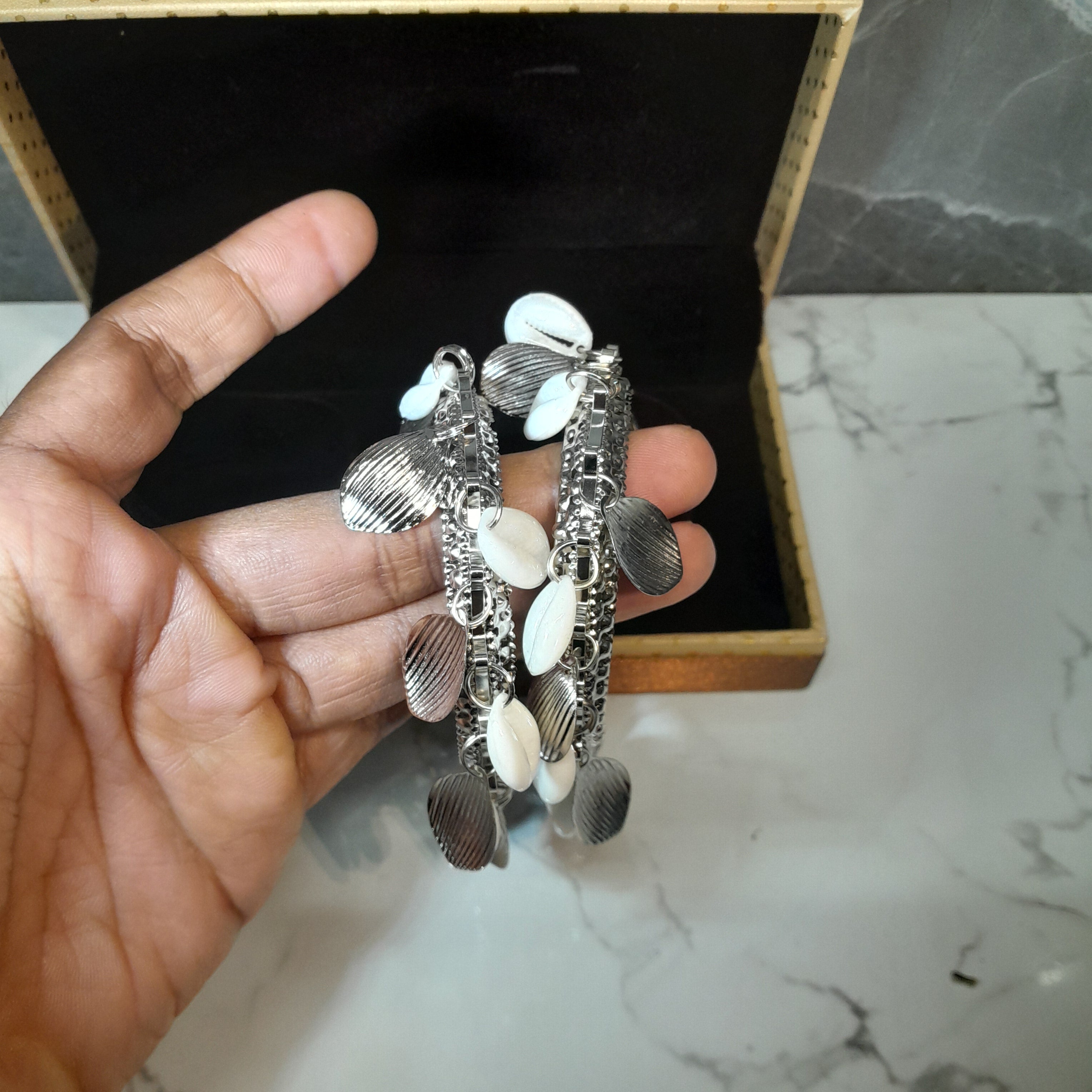 Zyra Bloom Boho Shell Charm Bangles