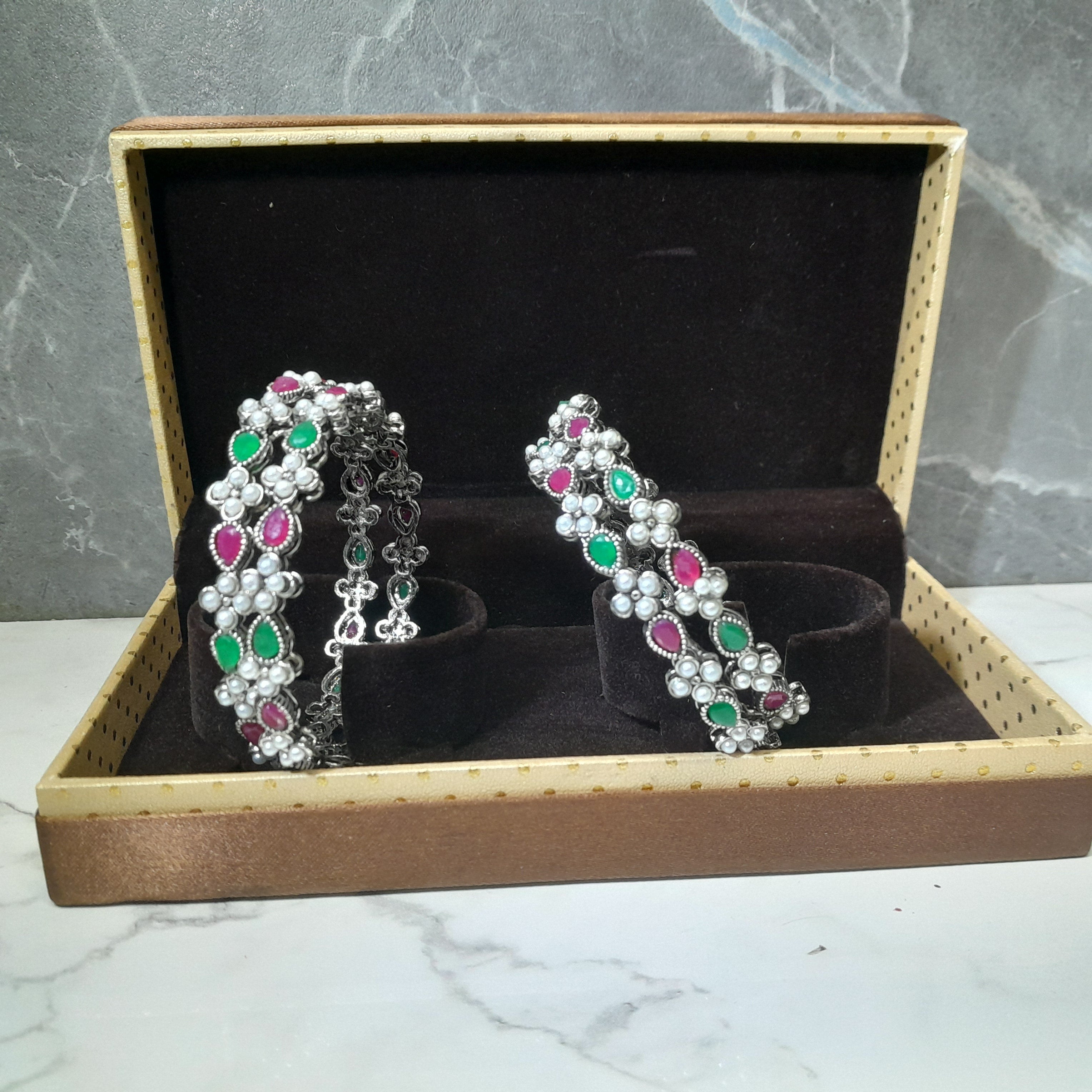 Zyra Bloom Ethnic Luxe Stone Bangles