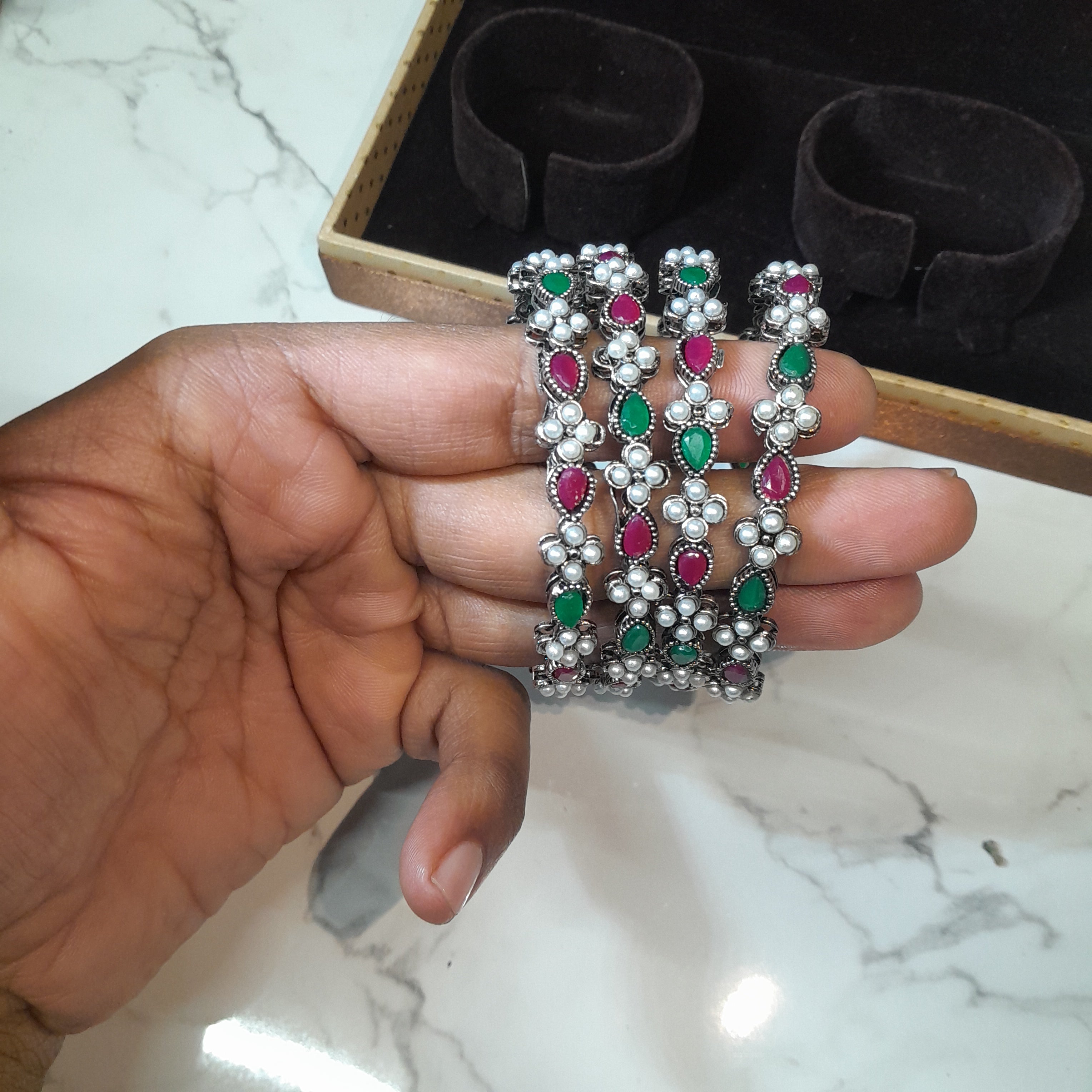 Zyra Bloom Ethnic Luxe Stone Bangles