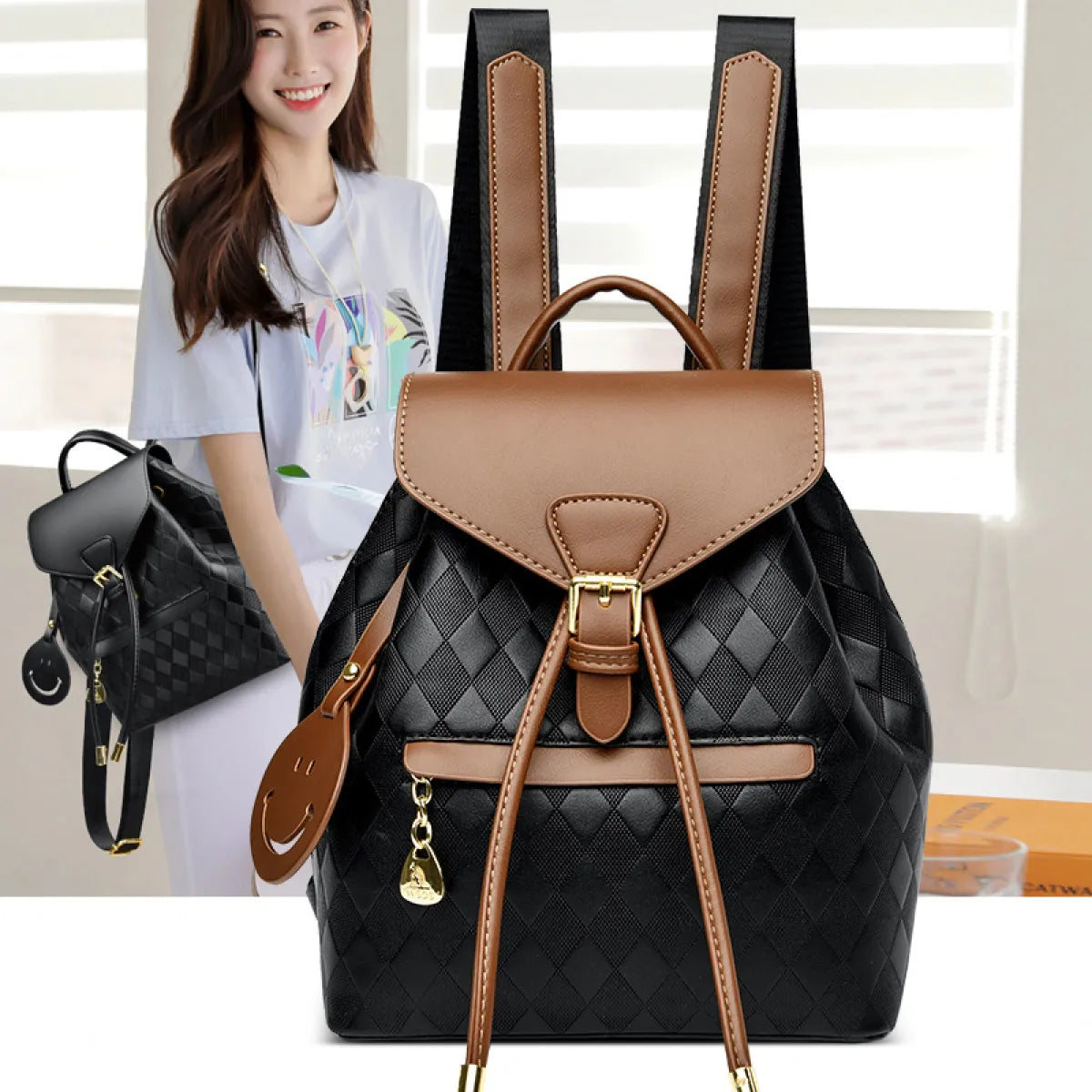 Zyra Bloom LuxeWeave Convertible Leather Backpack for Women | Premium Casual Shoulder Bag for Travel, College & Everyday Use
