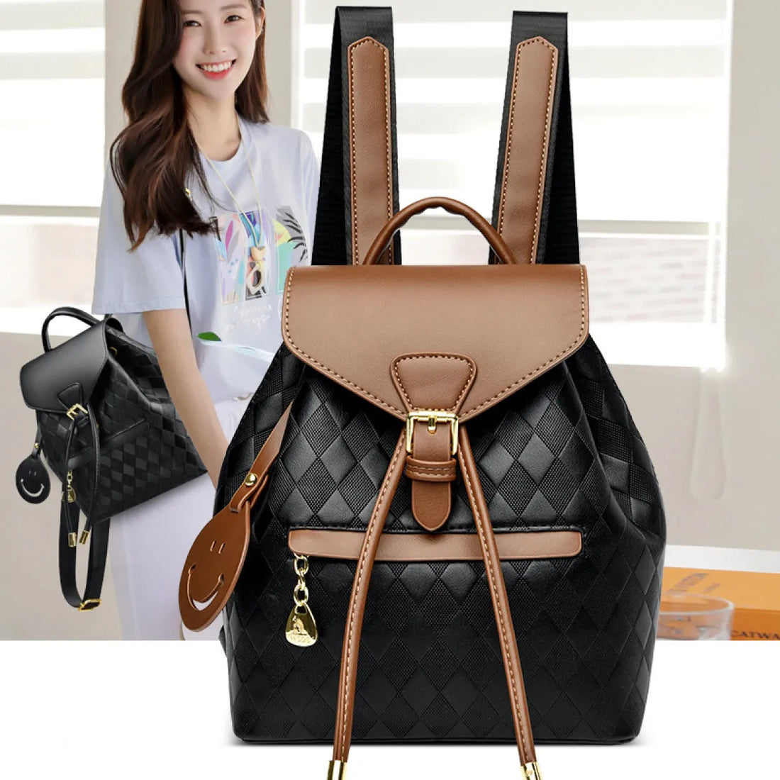 Zyra Bloom LuxeWeave Convertible Leather Backpack for Women | Premium Casual Shoulder Bag for Travel, College & Everyday Use