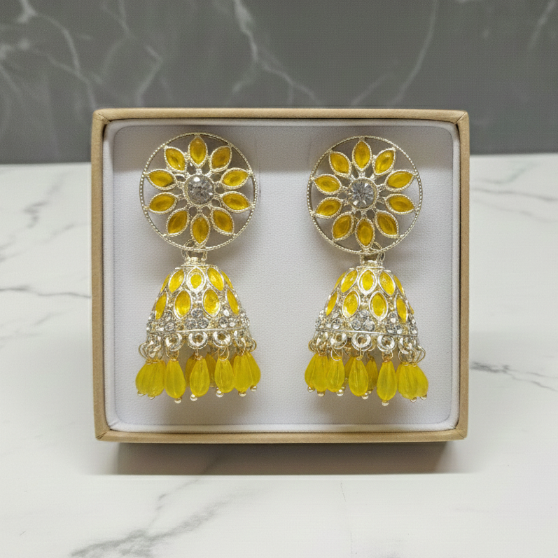 ZyraBloom SunPetal Kundan Jhumka