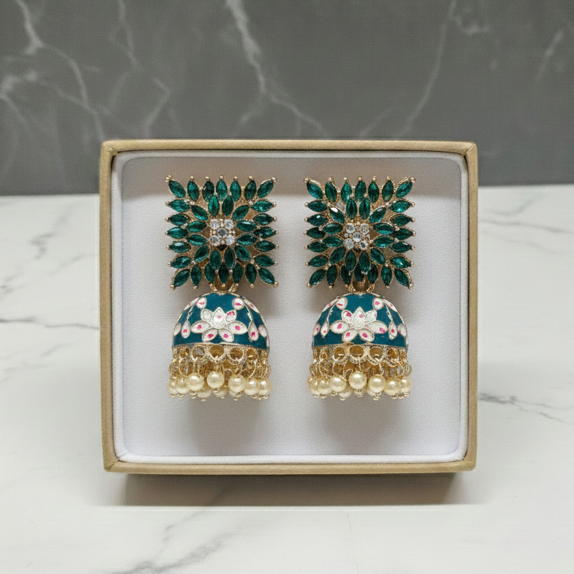 ZyraBloom Rosy Kriti Traditional Jhumka