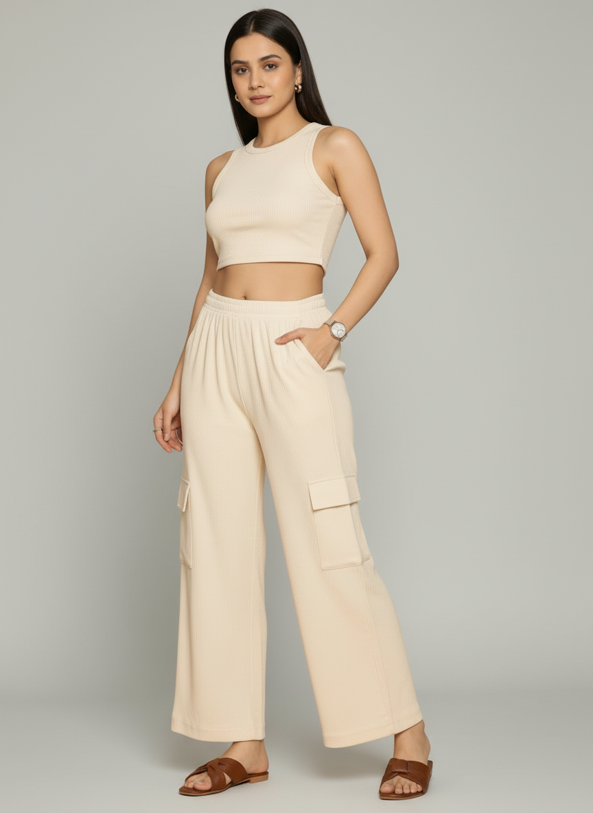 Zyra Bloom TrendRush Tank & 4-Pocket Cargo Pants Set