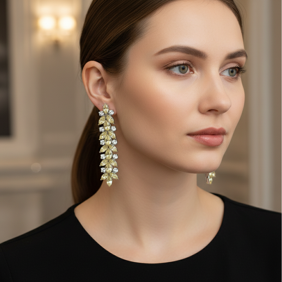 ZyraBloom Citrine Vine Drop Earrings