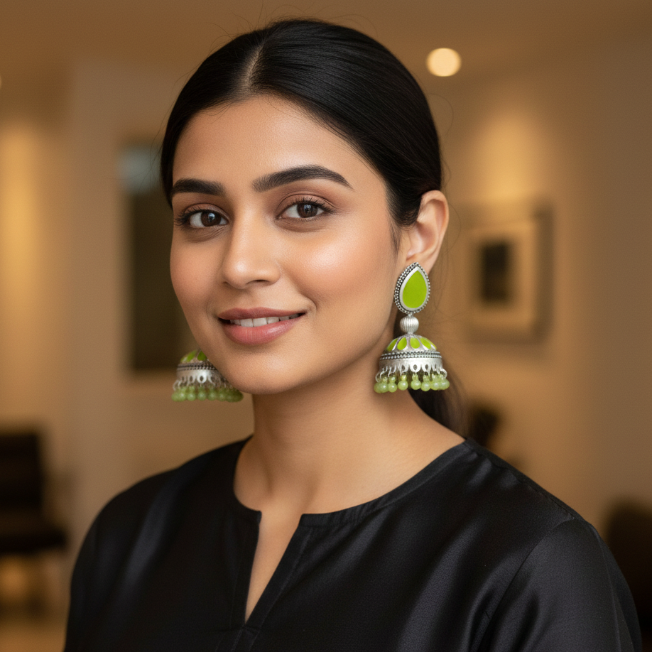 ZyraBloom Aqua Noor Traditional Jhumka