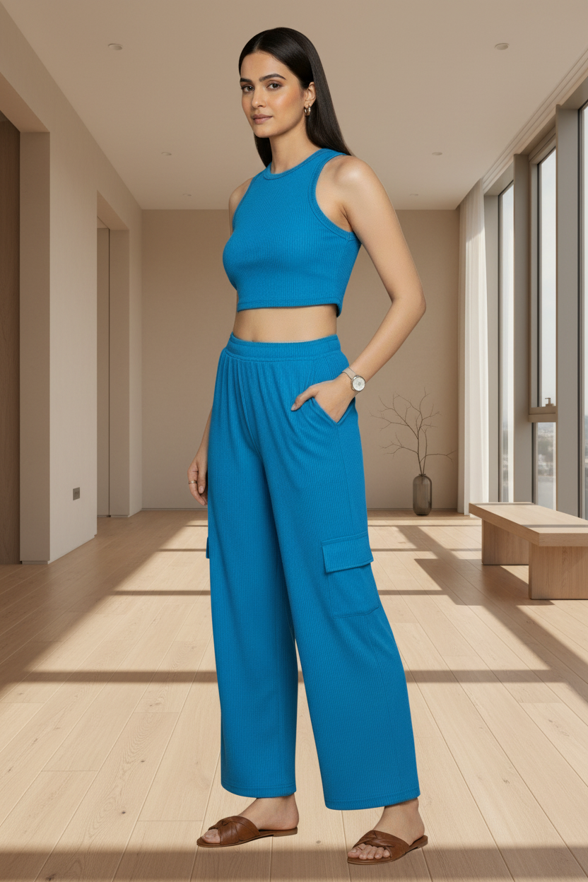 Zyra Bloom TrendRush Tank & 4-Pocket Cargo Pants Set