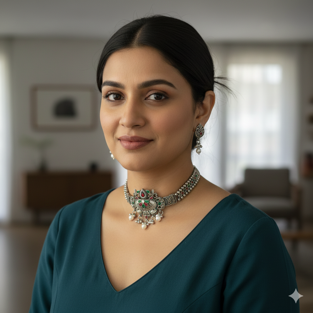 ZyraBloom Rajkumari Navrangi Choker Set