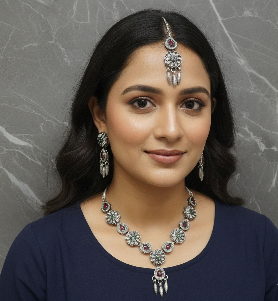 ZyraBloom Noor-E-Raj Navratna Necklace Set