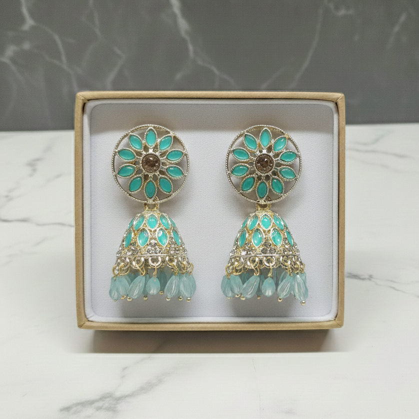 ZyraBloom SunPetal Kundan Jhumka