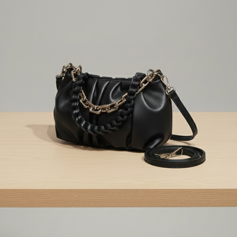 Zyra Bloom LuxeBraided Chain Shoulder Bag