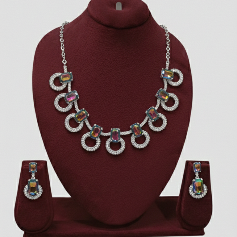 Zyra Bloom Aurora Prism Luxe Necklace Set