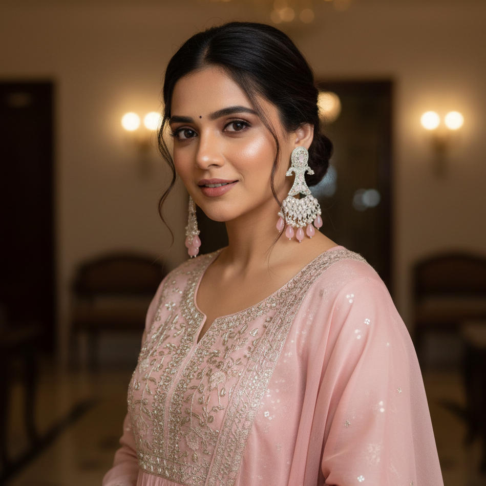 Zyra Bloom Pearl Blossom Designer Earrings