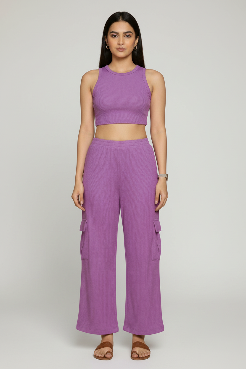 Zyra Bloom TrendRush Tank & 4-Pocket Cargo Pants Set