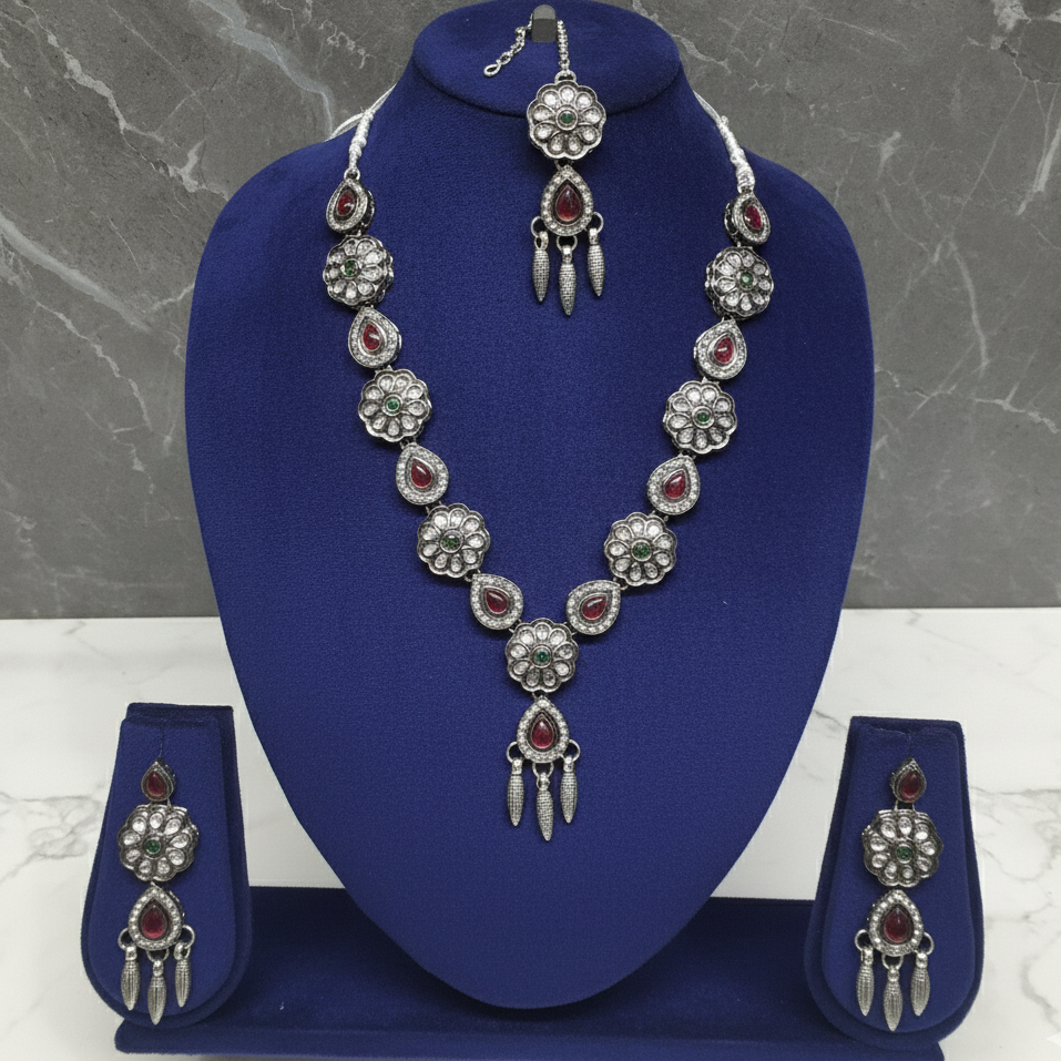 ZyraBloom Noor-E-Raj Navratna Necklace Set