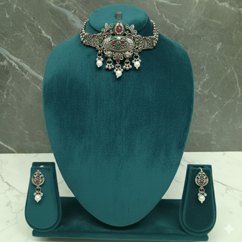 ZyraBloom Rajkumari Navrangi Choker Set