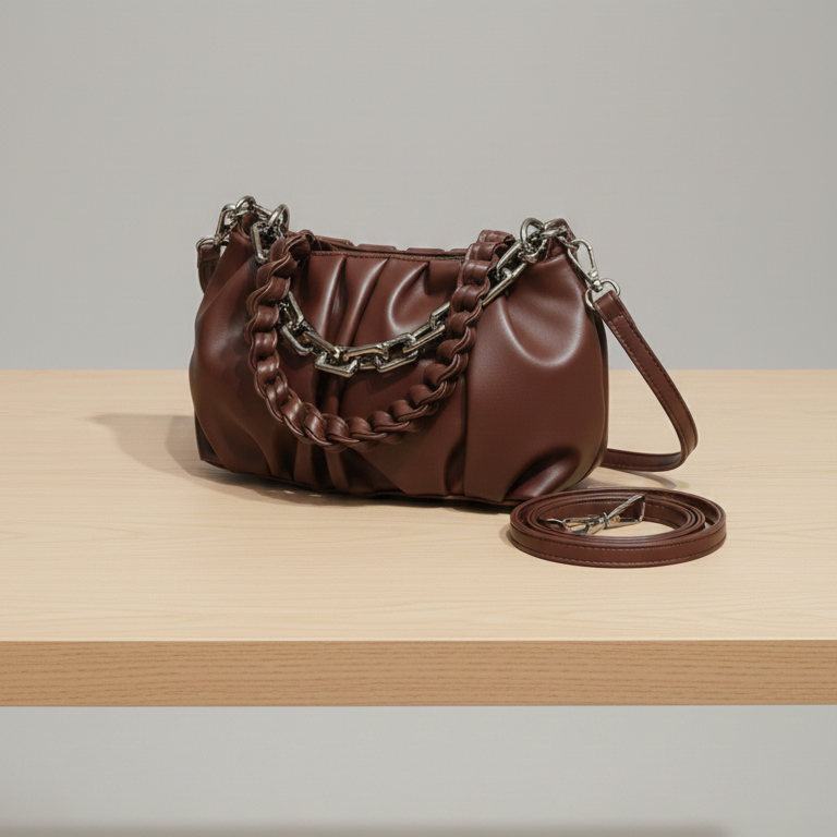 Zyra Bloom LuxeBraided Chain Shoulder Bag