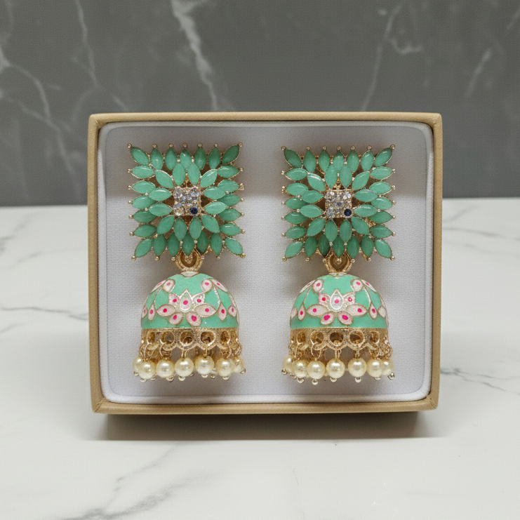 ZyraBloom Rosy Kriti Traditional Jhumka