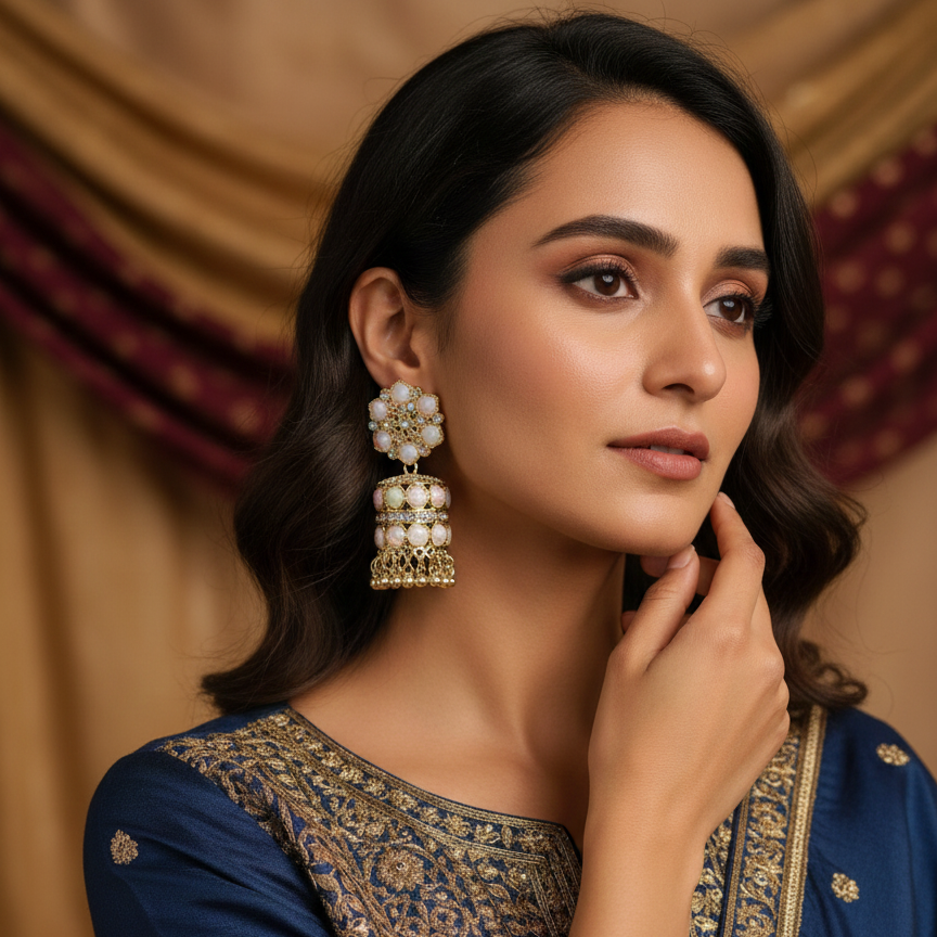 ZyraBloom Floral Glow Heritage Jhumka