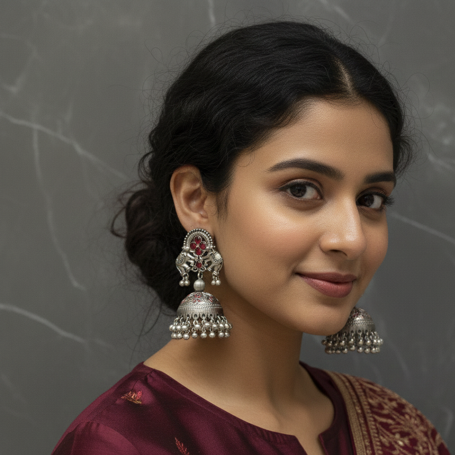 ZyraBloom Kumkum Kriti Temple Jhumka