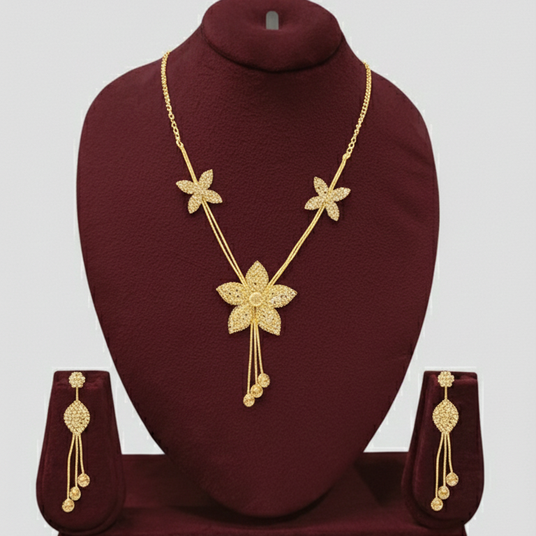 Zyra Bloom Golden Flower Charm Set