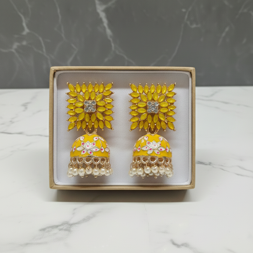 ZyraBloom Rosy Kriti Traditional Jhumka