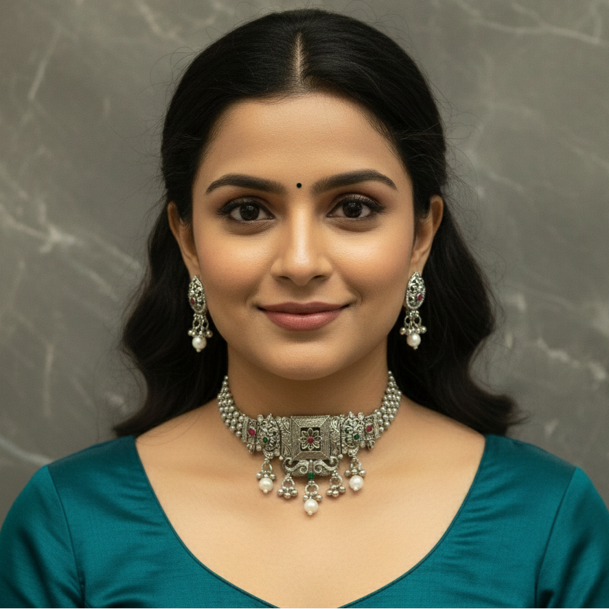 ZyraBloom Rajwada Pearl Choker Set