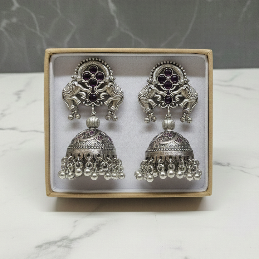 ZyraBloom Kumkum Kriti Temple Jhumka