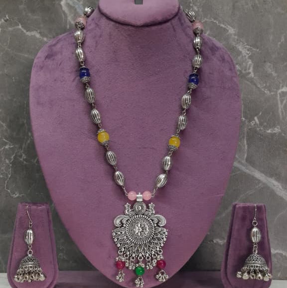 Zyra Bloom Premium Oxidised Necklace & Earrings Set