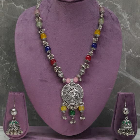 Zyra Bloom Premium Oxidised Necklace & Earrings Set