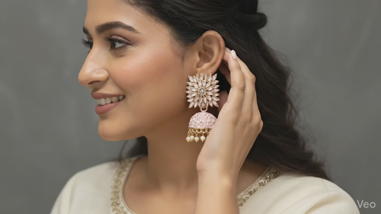 ZyraBloom Rosy Kriti Traditional Jhumka